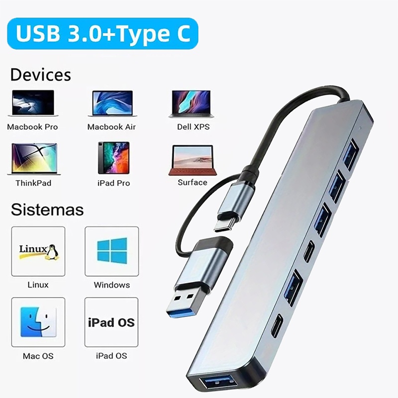 2 In 1 USB3.0 Hub 7 Port Type  - Laptop Accessories Price ulasan dan harga